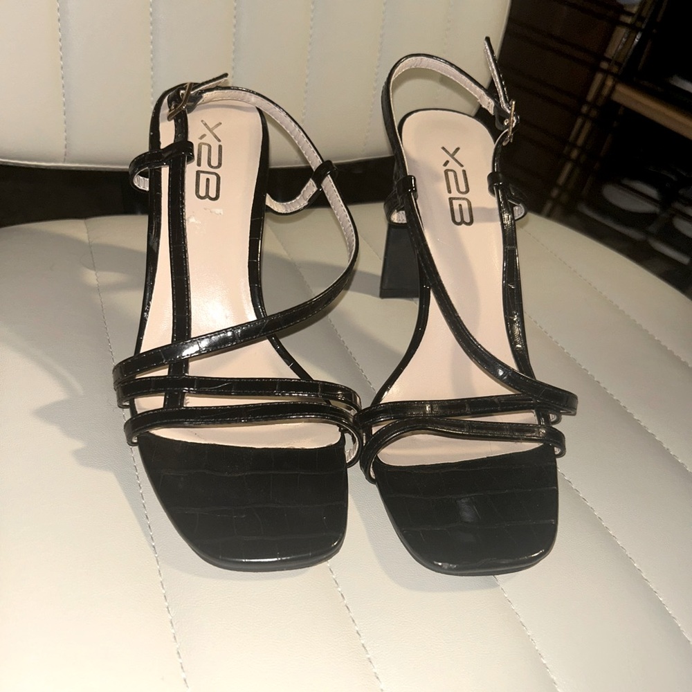 Black open toe heels